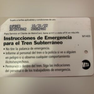 Metrocard- Spanish language